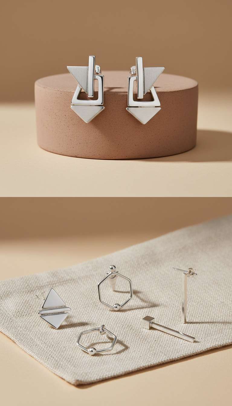 Geometric Sterling Silver Earrings