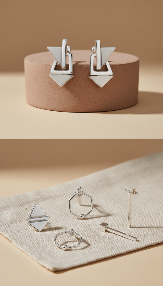 Geometric Sterling Silver Earrings